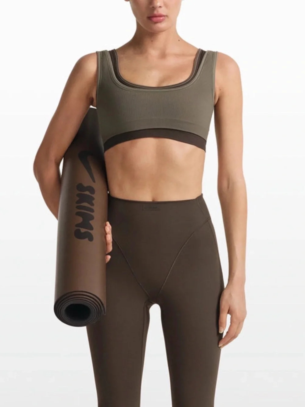 skimsxnike ribbed seamless micro scoop bra  Color dusty oakmoss/dune